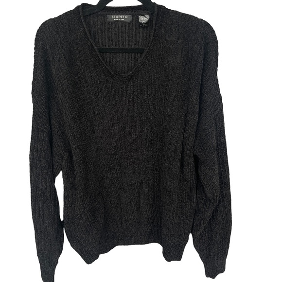 Segreto Other - Segreto Wool Rayon Blend Black Knit V-neck Sweater‎ Men's Size XL